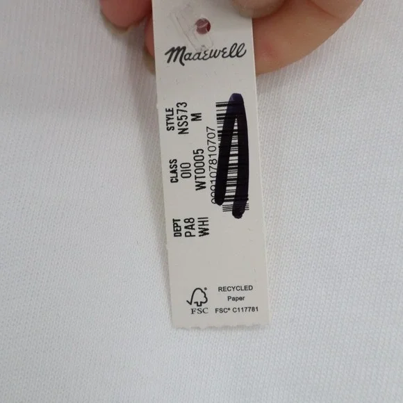 Madewell Crop T-Shirt Women Medium White Cotton Short Sleeve Side Slit Crew Neck - Picture 4 of 7